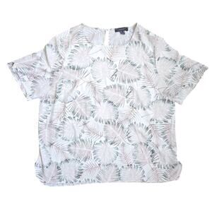 Primark White and Gray Boxy Short Sleeve Blouse